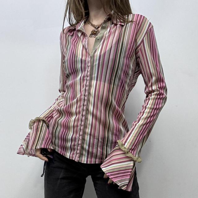 Office pinstripe flared grunge shirt