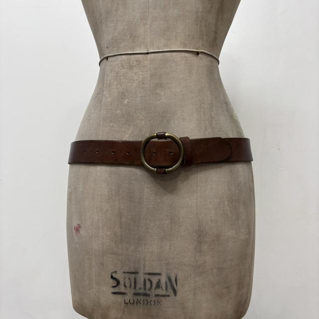 Chunky brown leather belt