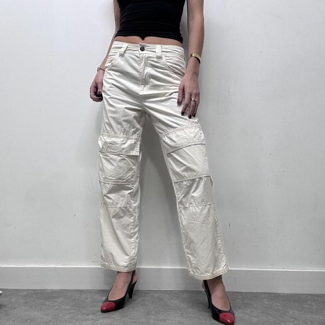 White straight leg minimalist tech trousers