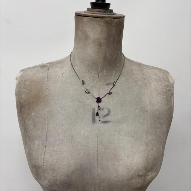 Purple gemstone flower fairy necklace