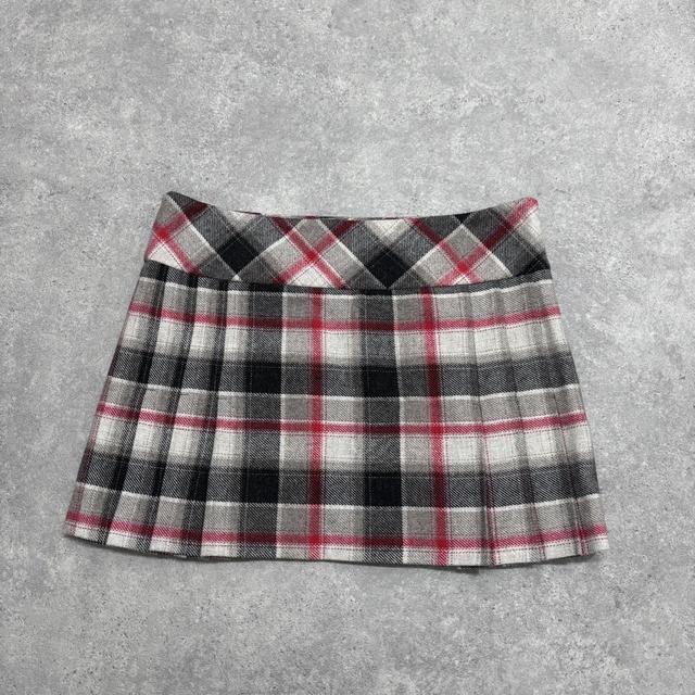 Black and red checked pleated kilt