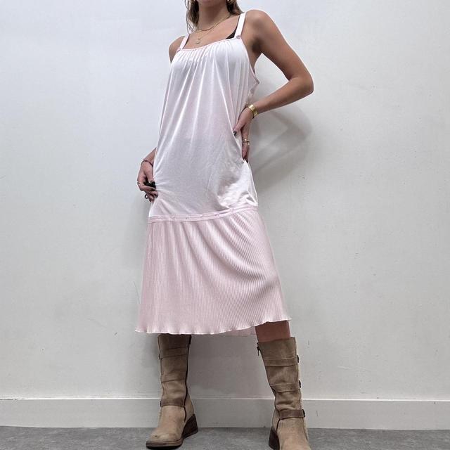 Sheer pleated lace slip dress