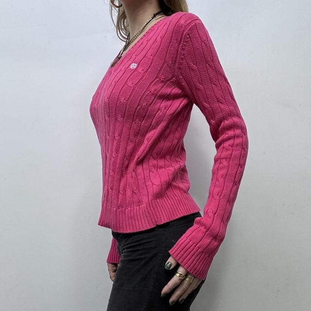 Slouchy pink cable knit jumper
