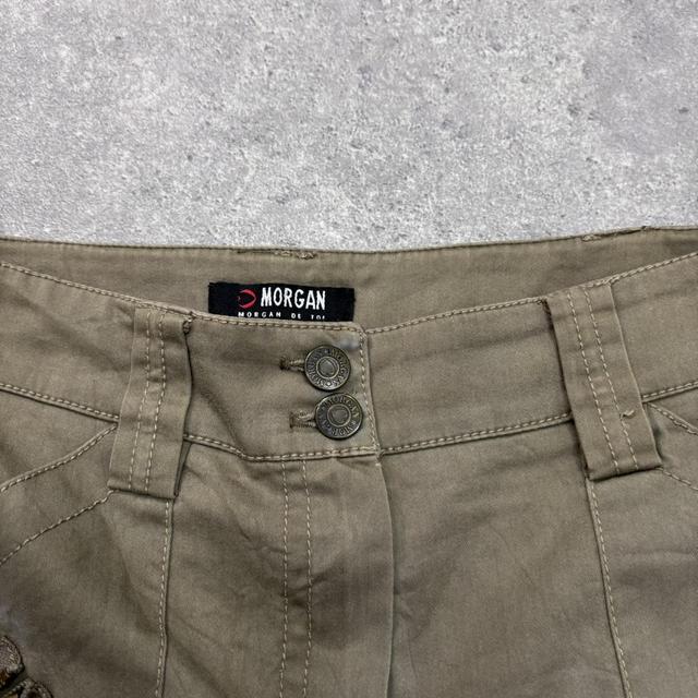 Khaki cargo zipper midi skirt