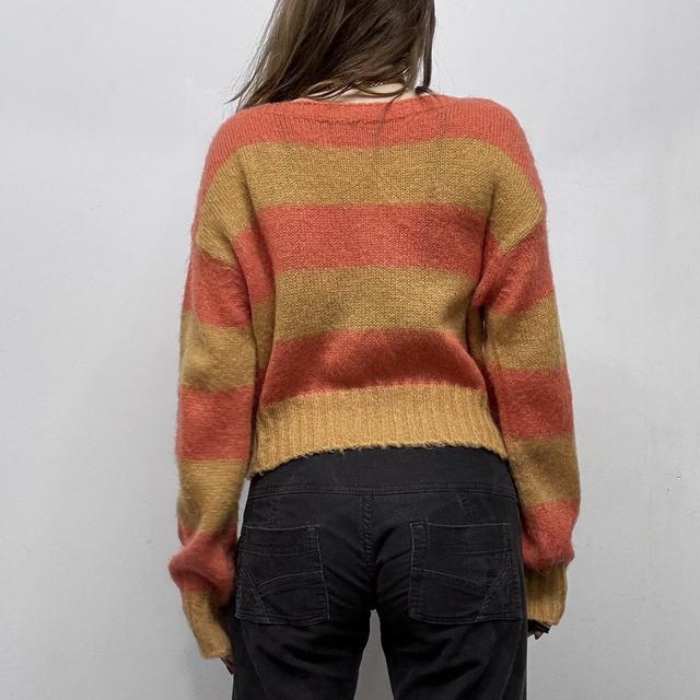 Striped slouchy mohair knit jumper