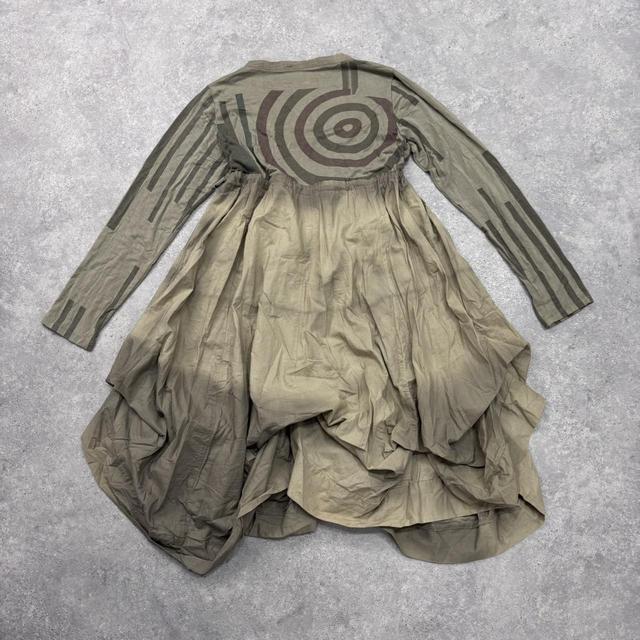 Khaki puff balloon graphic dress