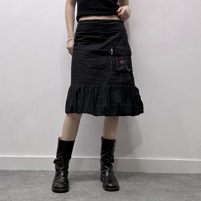 Black cargo puffy grunge skirt