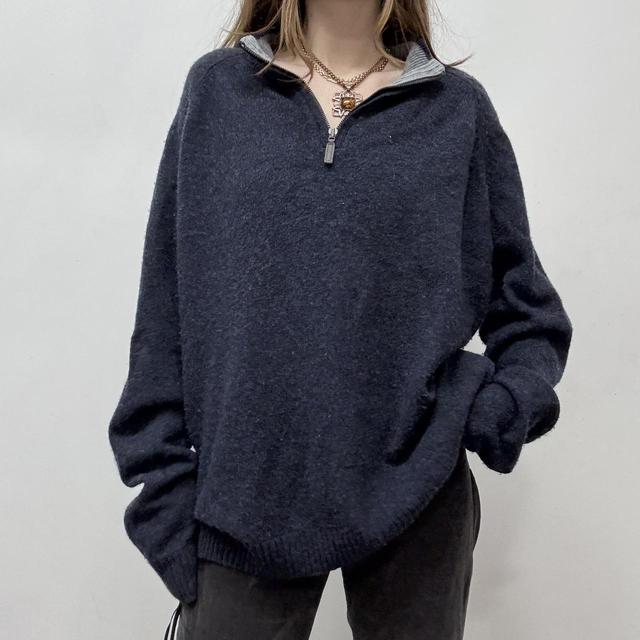 Navy wool 1/4 zip jumper