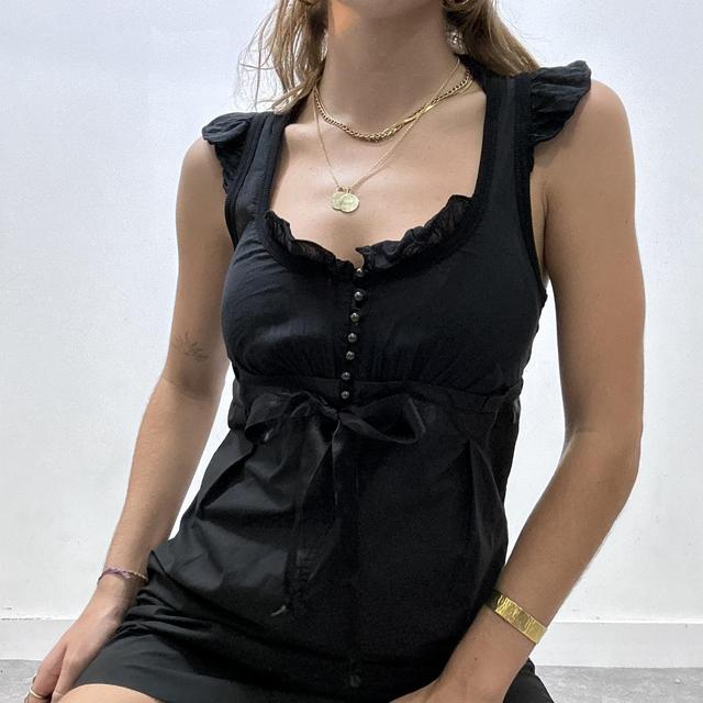 Black bow cop copine mini dress