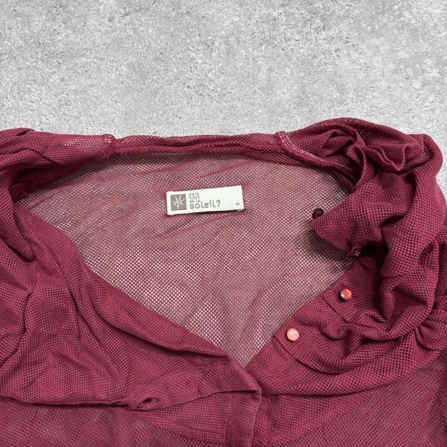 Sheer burgandy layered neck shirt