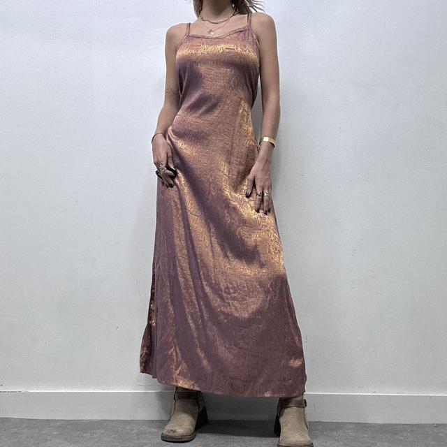 Metallic embossed print maxi dress