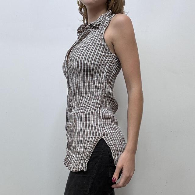 Checked gingham crinkle shirt