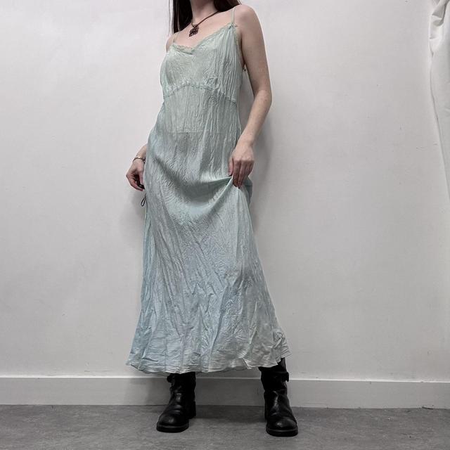 Sheer crinkle lace slip dress