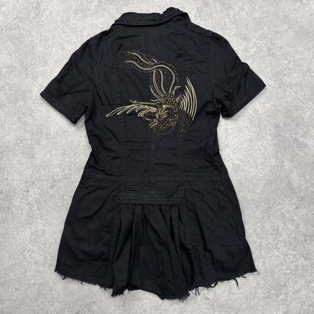 Black cargo mini dress
