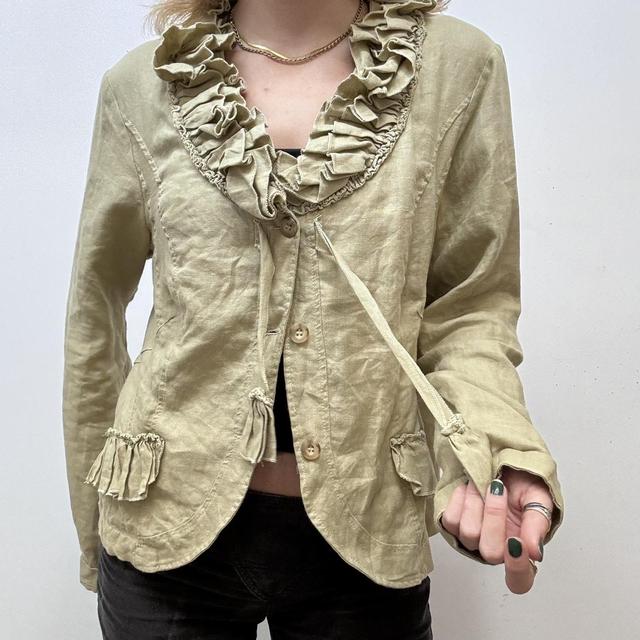 Ruffle linen fairy tan jacket