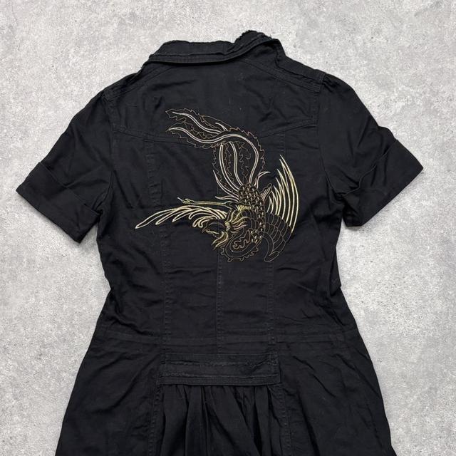 Black cargo mini dress