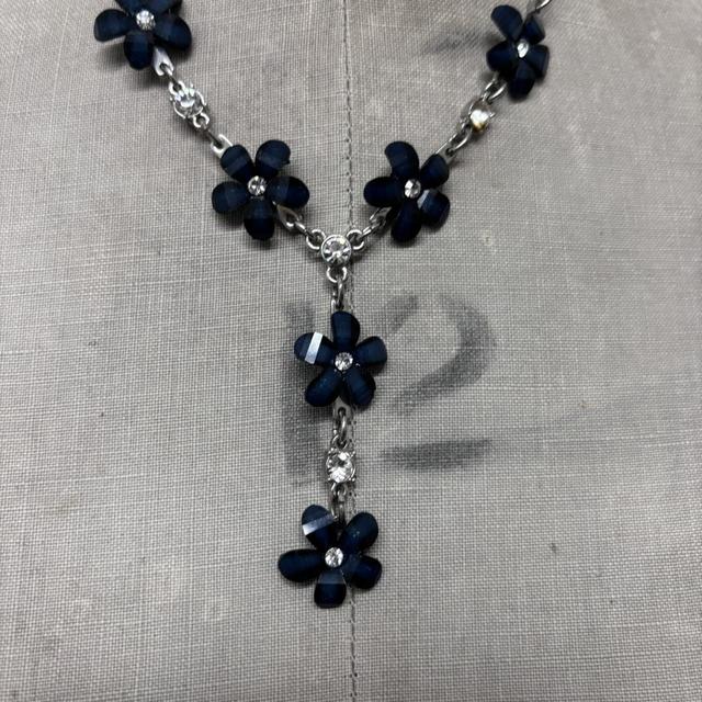 Blue gemstone flower fairy necklace
