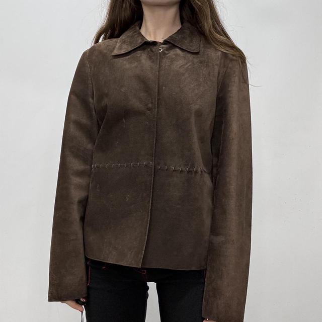 Brown suede boxy blazer