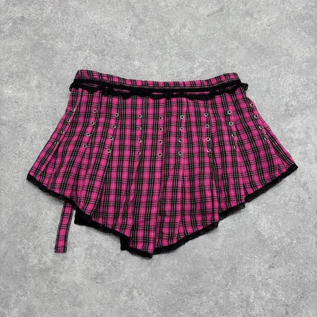 Checked grunge tartan mini skirt