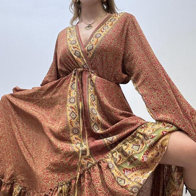 Draped floaty oversized printed maxi dress