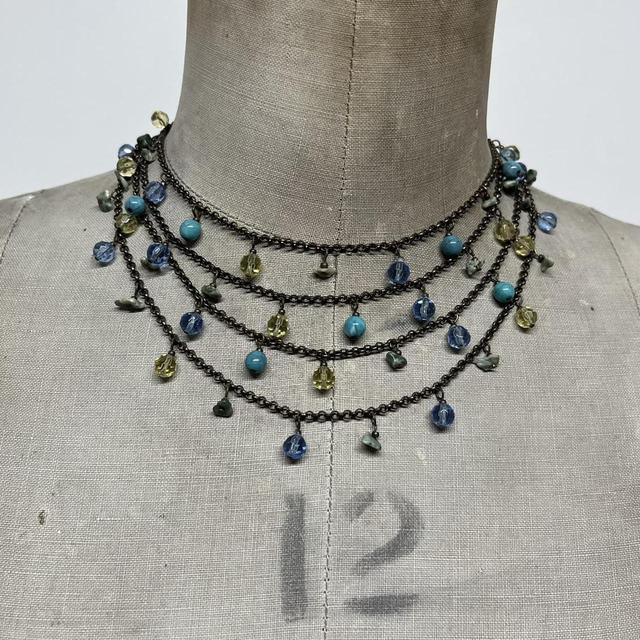 Layered gem chandelier necklace