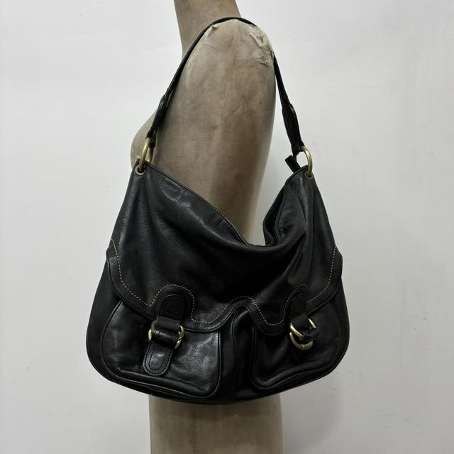 Black slouchy leather shoulder bag