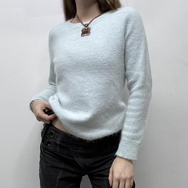 Soft fluffy blue angora jumper