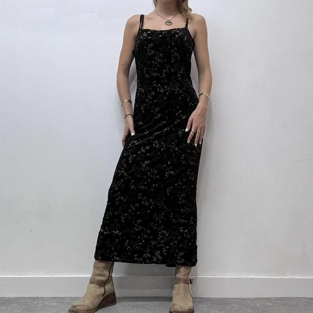 Black floral aline maxi dress