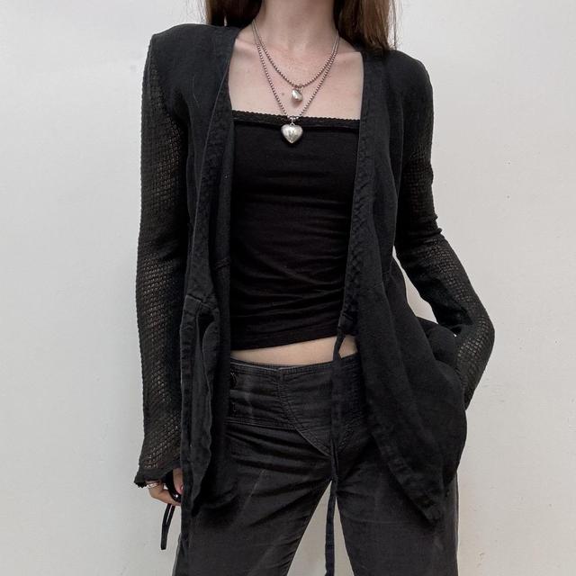 Black linen wrap top
