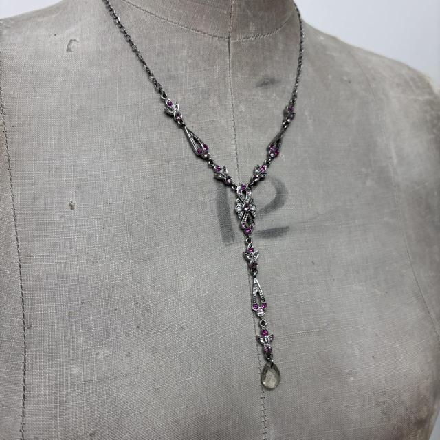 Pink gemstone hanging fairy necklace