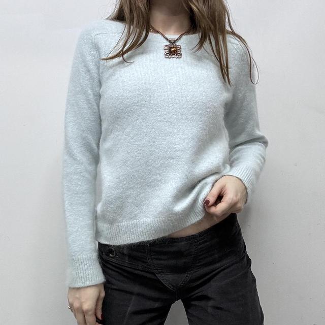 Soft fluffy blue angora jumper