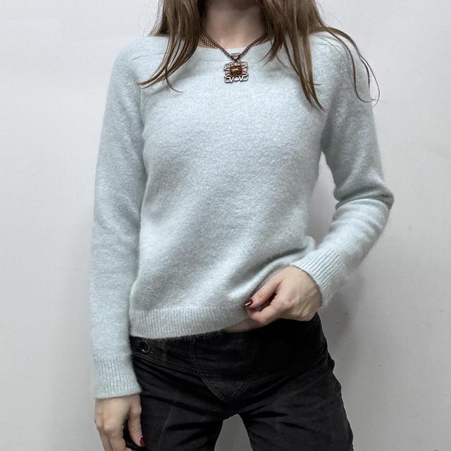 Soft fluffy blue angora jumper