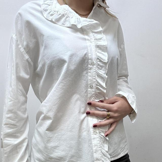 White ruffle coquette shirt