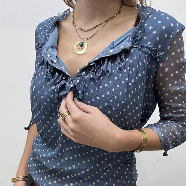 Vintage polka dot sheer silk blouse