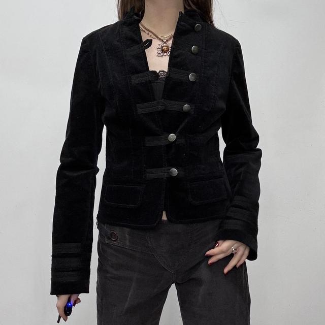 Black military fitted grunge jacket
