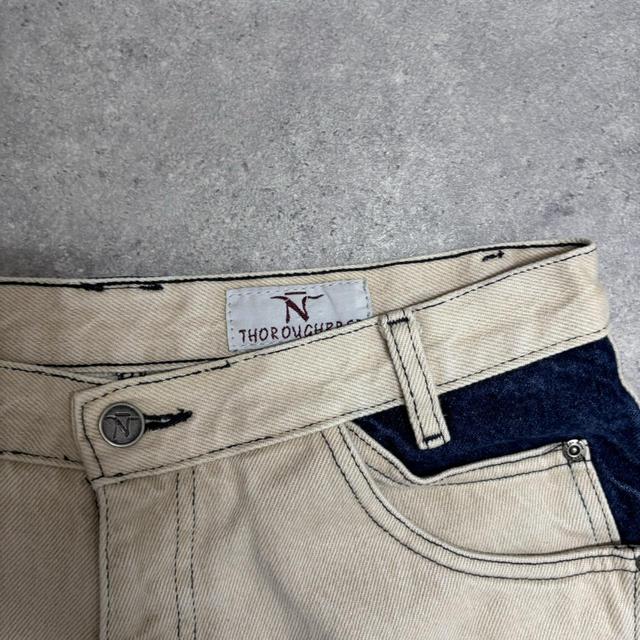 Denim patchwork chaps-style jeans