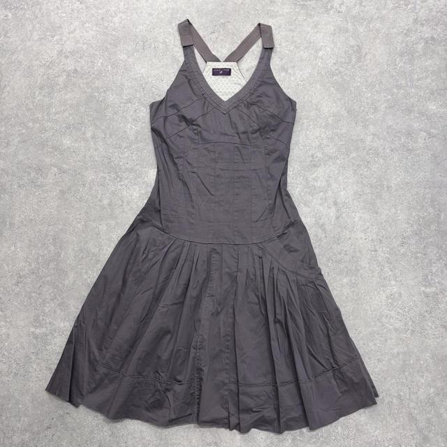 Grey cotton flared midi dress
