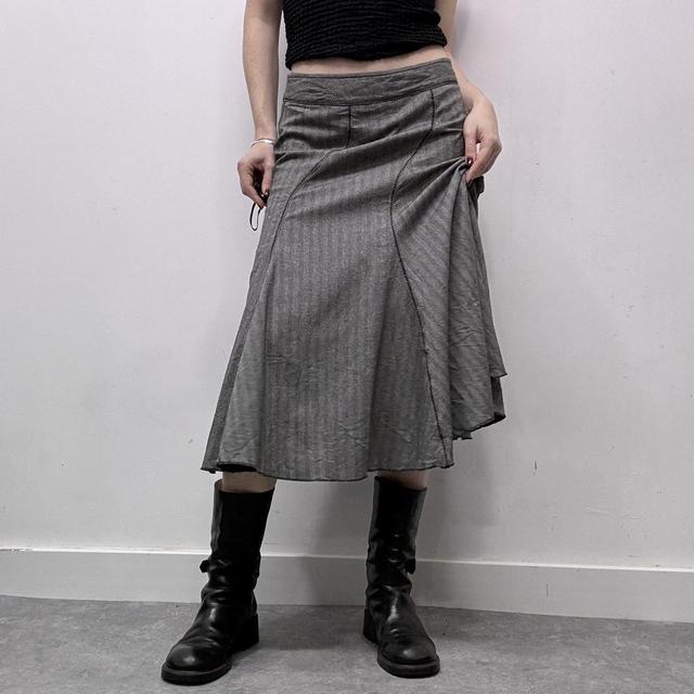 Flared pinstripe midi skirt
