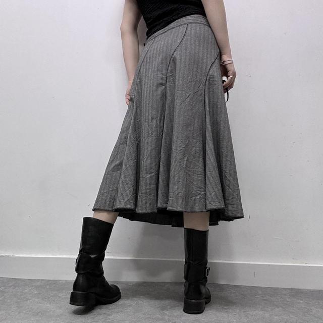 Flared pinstripe midi skirt