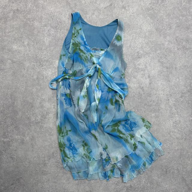 Blue floral watercolour dress