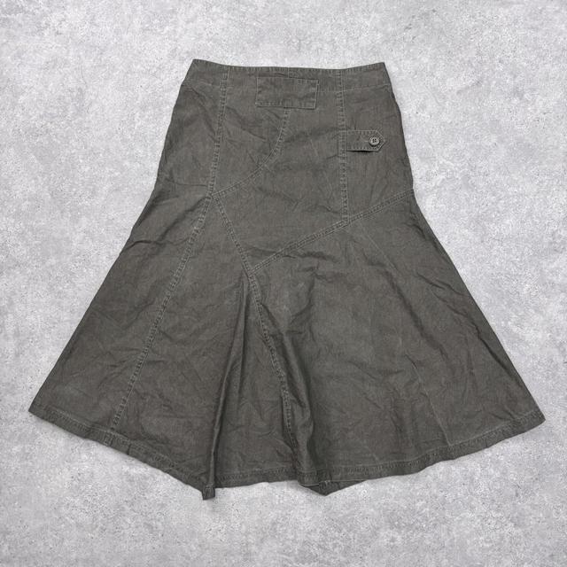 Khaki cargo flare ruffle skirt