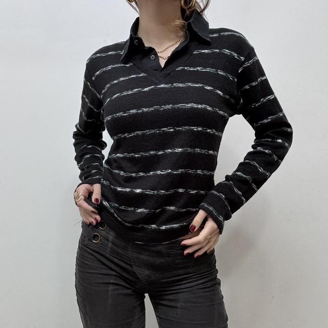 Pinstripe knitted shirt jumper