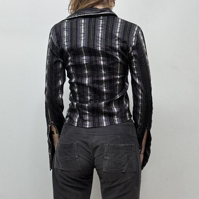 Black flared pinstripe officecore shirt