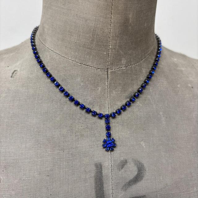 Y2K tennis necklace blue diamond