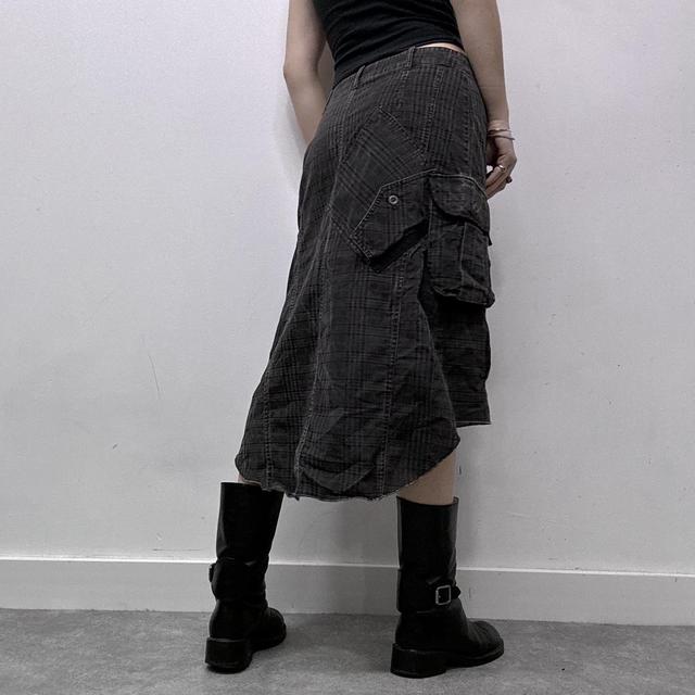 Checked brown cargo asymmetric skirt