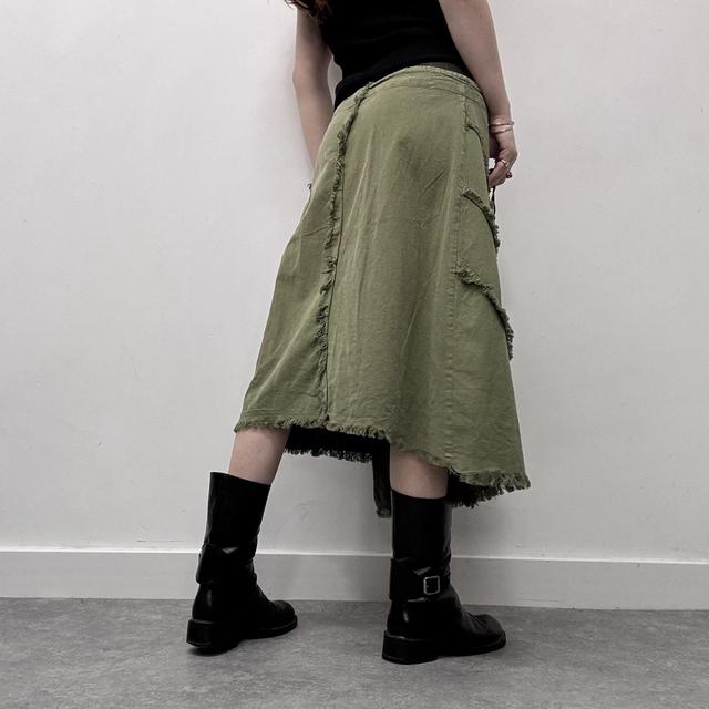 Asymmetric flared midi green fairy skirt