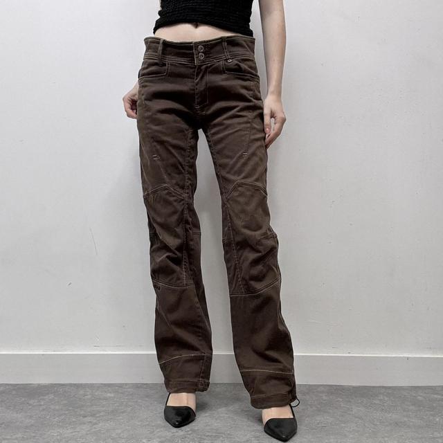 Brown embroidered cargo jeans