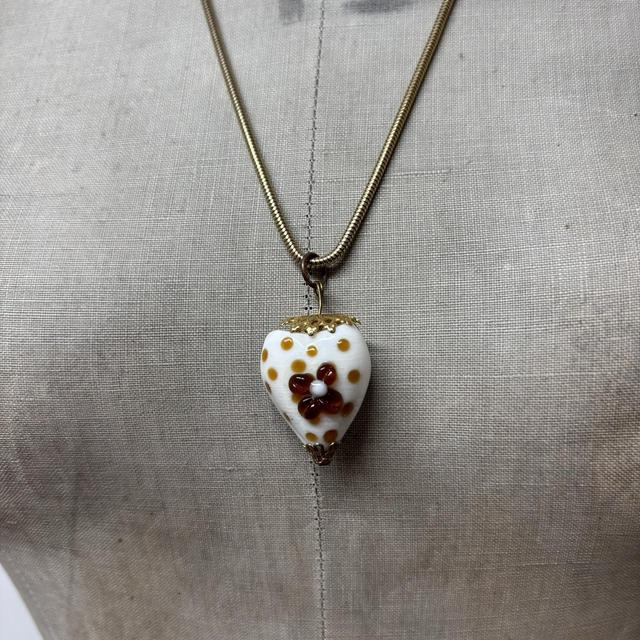 Long glass love heart necklace