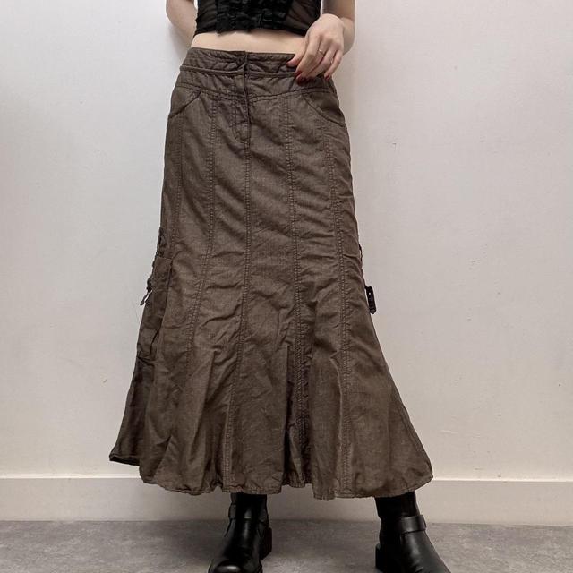Brown linen asymmetrical skirt