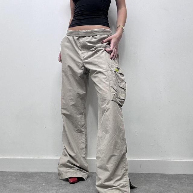 Beige oversized balloon cargo trousers